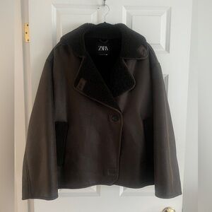 Zara Brown Double Faced Jacket - medium